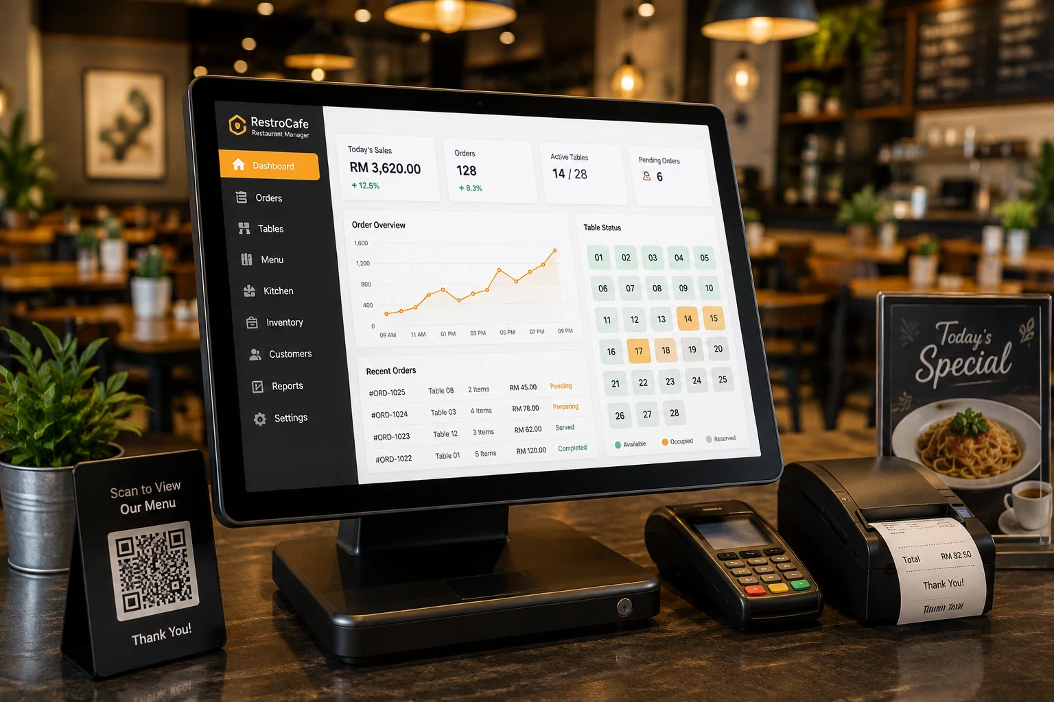 Restaurant using Meg World Technologies restaurant management software